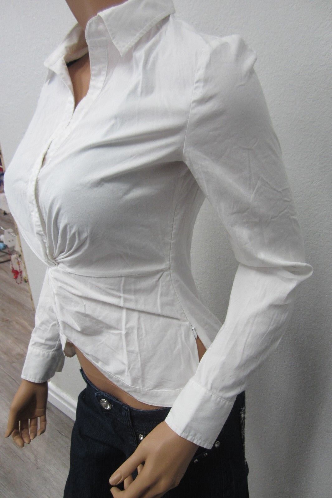 NICE INC Women's White Shirt Top Front Collar  International Concepts Size 2