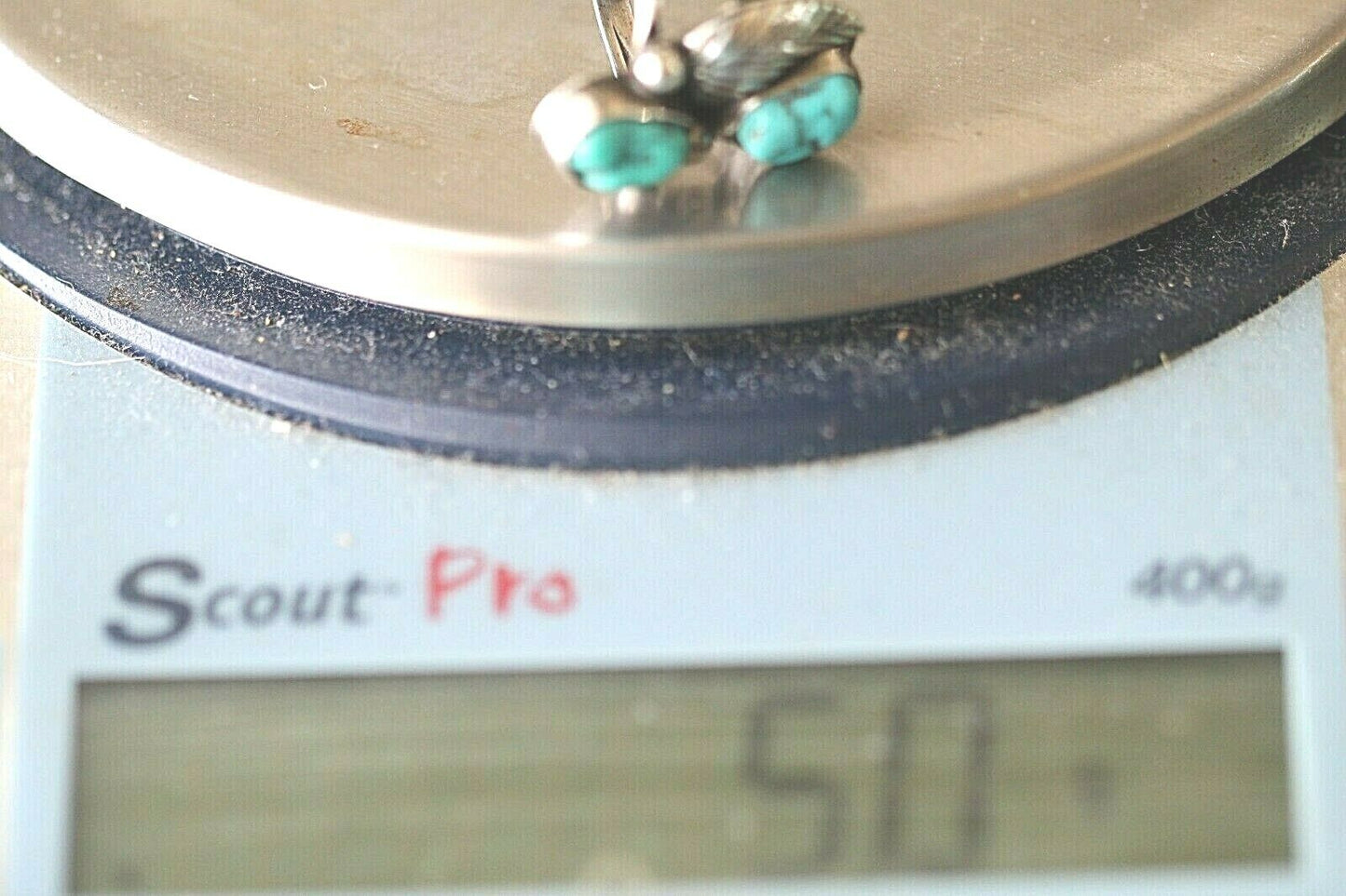 *VINTAGE* Signed Sterling Silver Native American Navajo Turquoise Ring Size 4.25