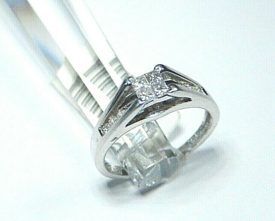 *NWT* 14K White Gold .50Ct Natural Diamond Engagement Wedding Ring Size 5.25