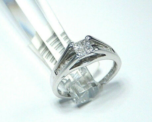 *NWT* 14K White Gold .50Ct Natural Diamond Engagement Wedding Ring Size 5.25
