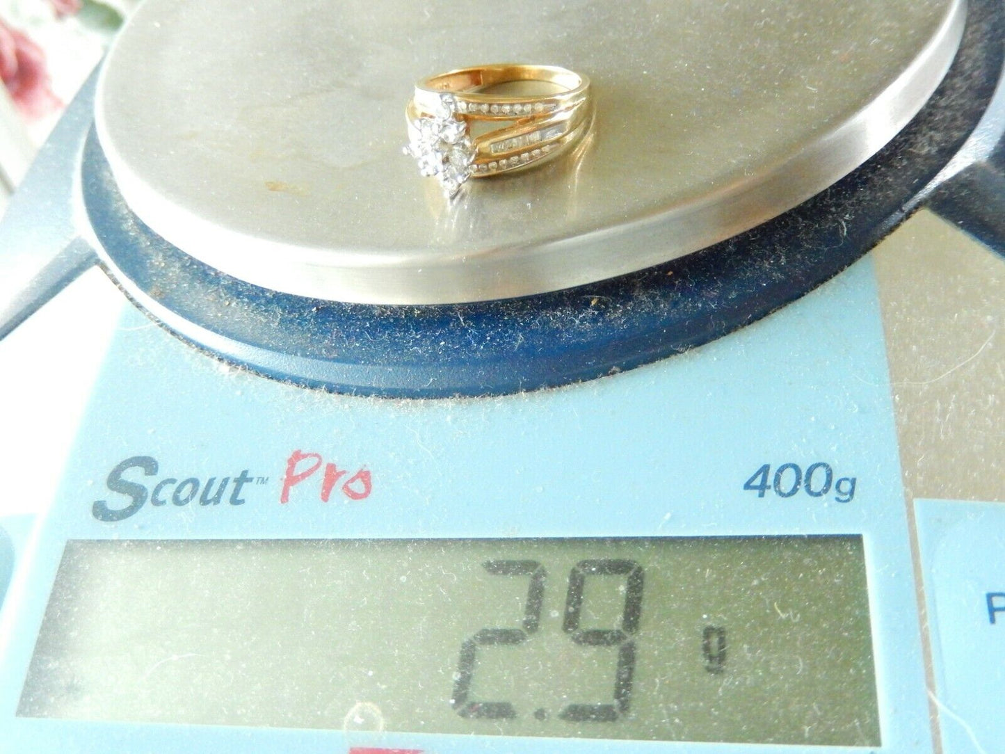 *VINTAGE* 10K Yellow Gold 1.00 CT Round & Baguette Diamond Ladies Ring Sz 7.5