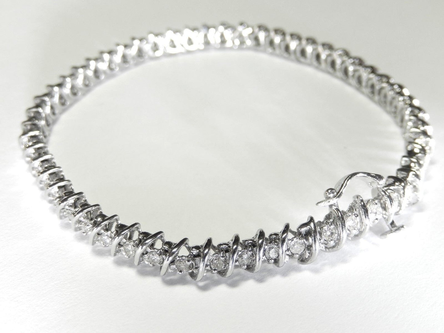 3ct. Natural Diamond Tennis Bracelet 14k White Gold Ladies Handmade 7.75"