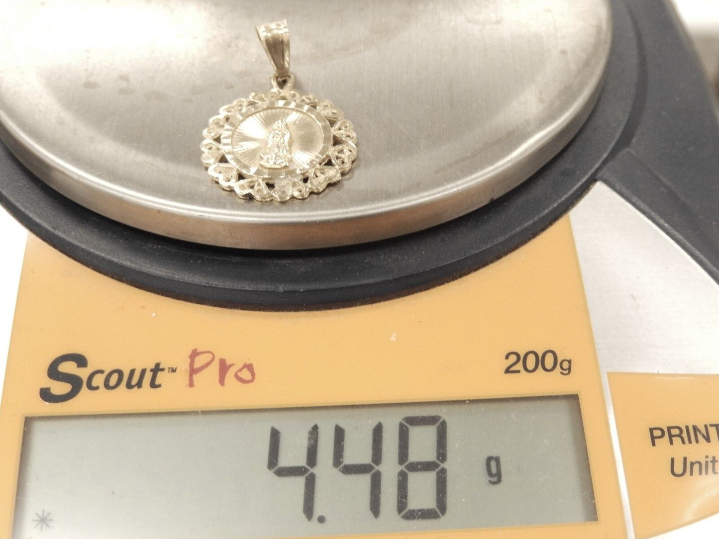14K SolidYellow Gold St Mary  Pendant 25mm