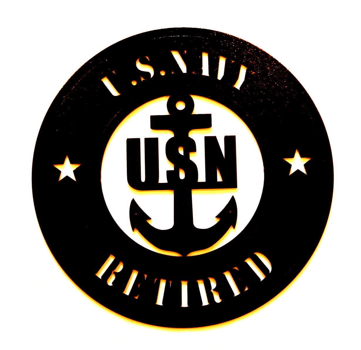 ~NEW~ 14 ga. " U. S. NAVY RETIRED " Black Powder Coated Metal Wall Art 11" x 11"