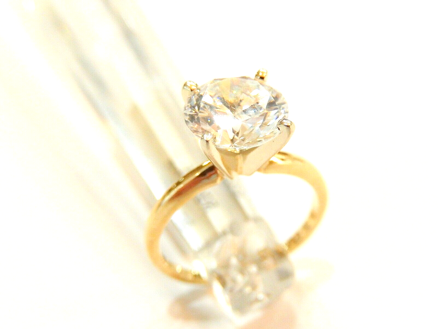 Real 14k Yellow Gold 2.00 CT Round CZ Solitaire Engagement Wedding Ring Sz 5.25