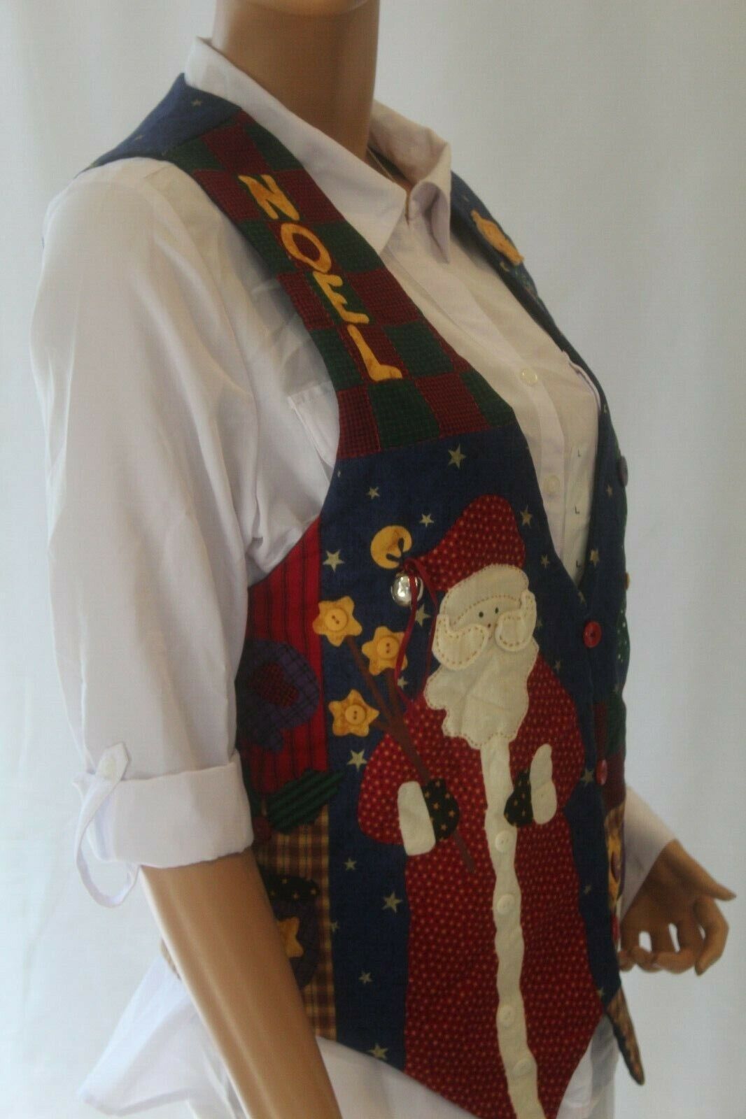 *NEW* Handmade Cute Holiday Bell & Buttons Detailed Christmas Vest Sz Medium