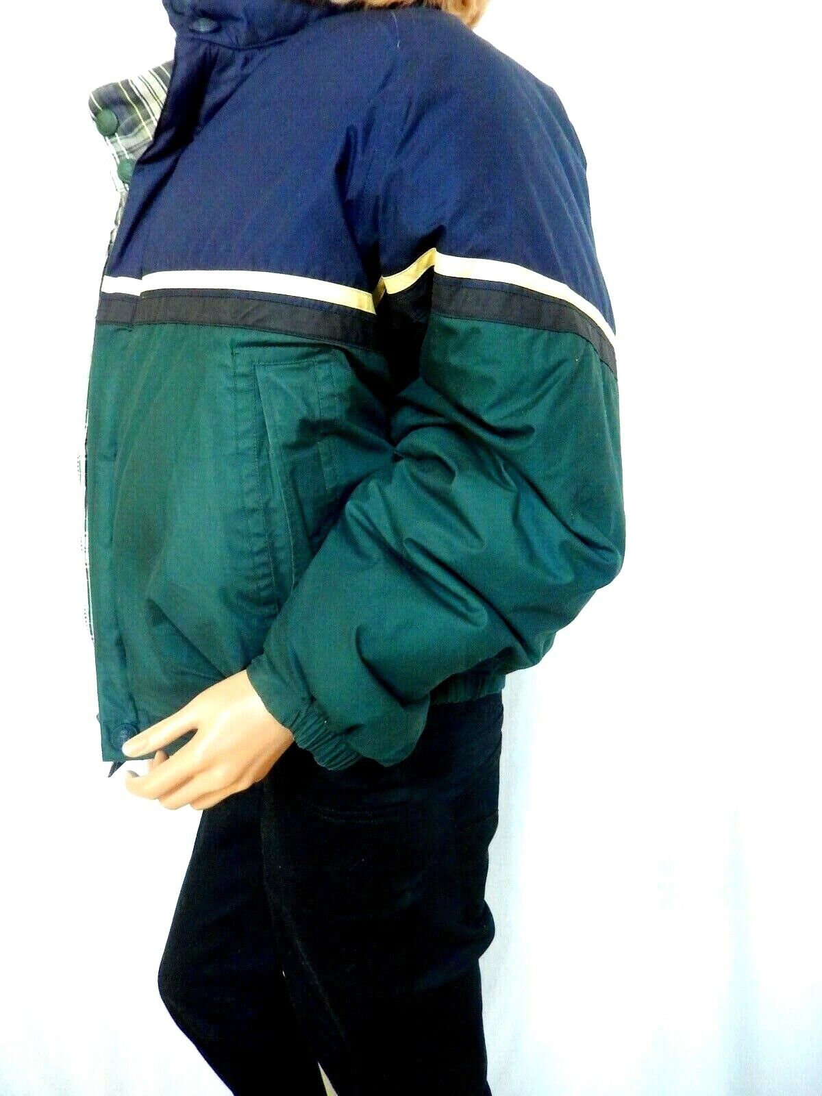 *MINT* Nautica Thick Puffer Jacket Green/Blue Duck Down/Feather Coat Mens Med