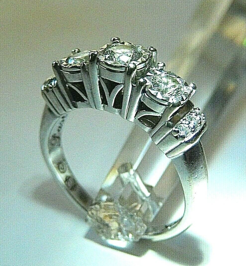 *VINTAGE* Solid 10K White Gold Past Present Future .50CT  VS Quality Diamonds