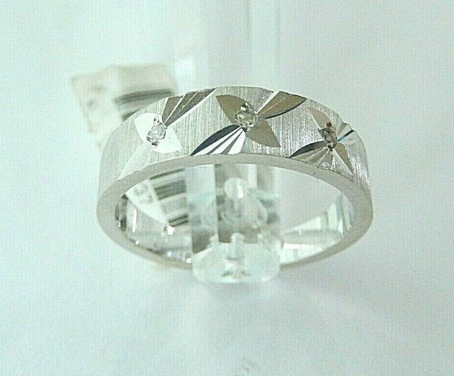 Men's  Three Stone Diamond Wedding Band Ring In Solid 14k White Gold Sz 8.75