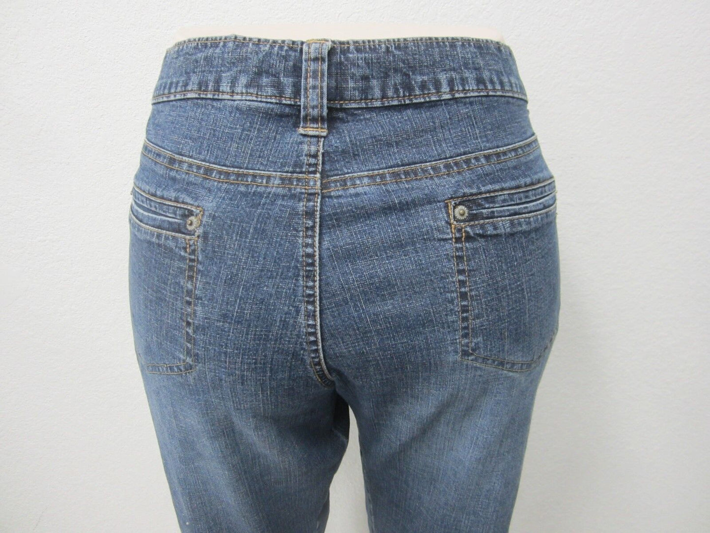 NICE Womens Old Navy Ultra Low Waist Stretch Denim Capri Cuff Jeans Sz 14 x 24