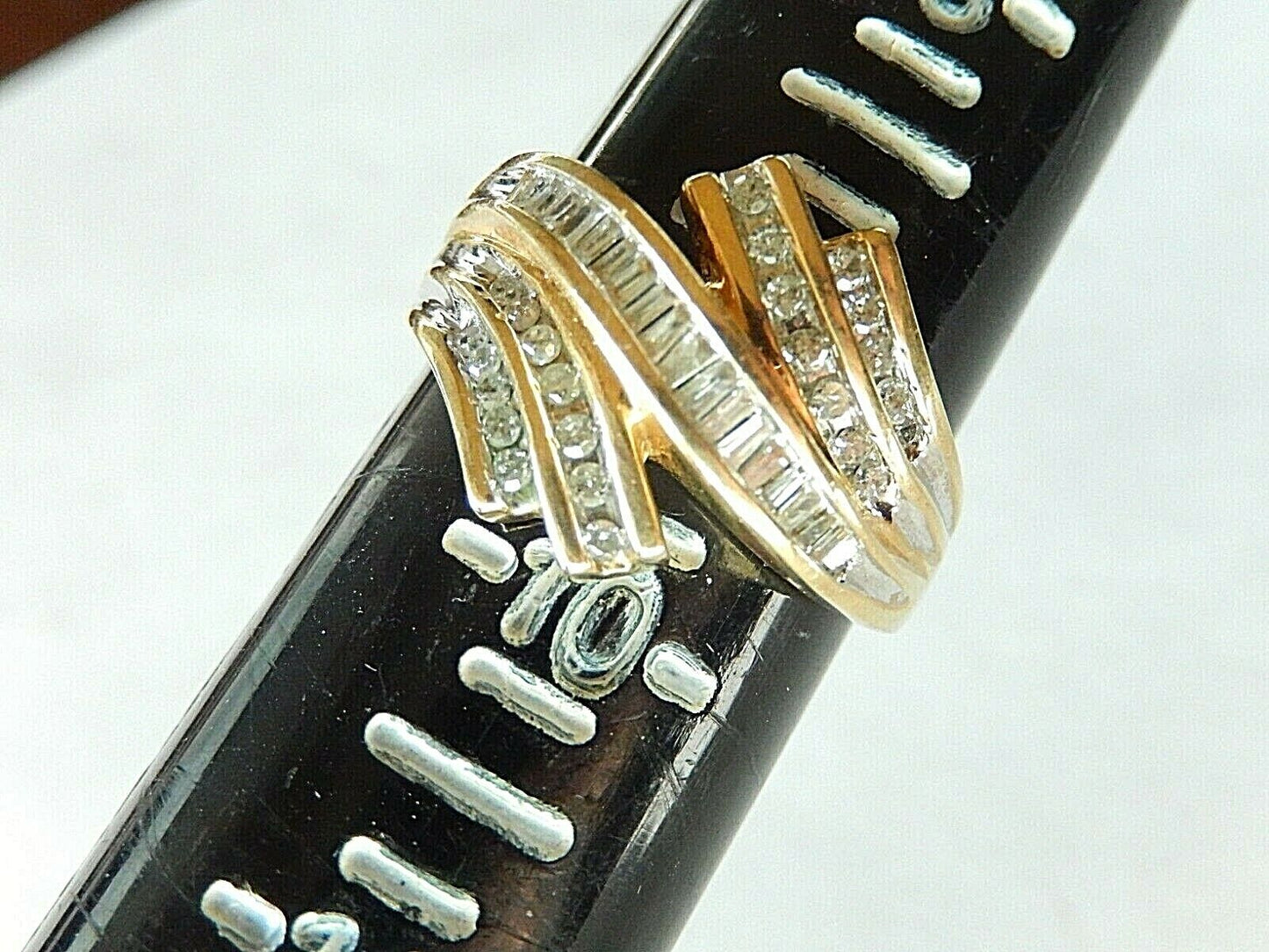 *VINTAGE* Classic Ladies 10K Yellow Gold 3/4CT Diamond Bypass Cocktail Ring 9.5