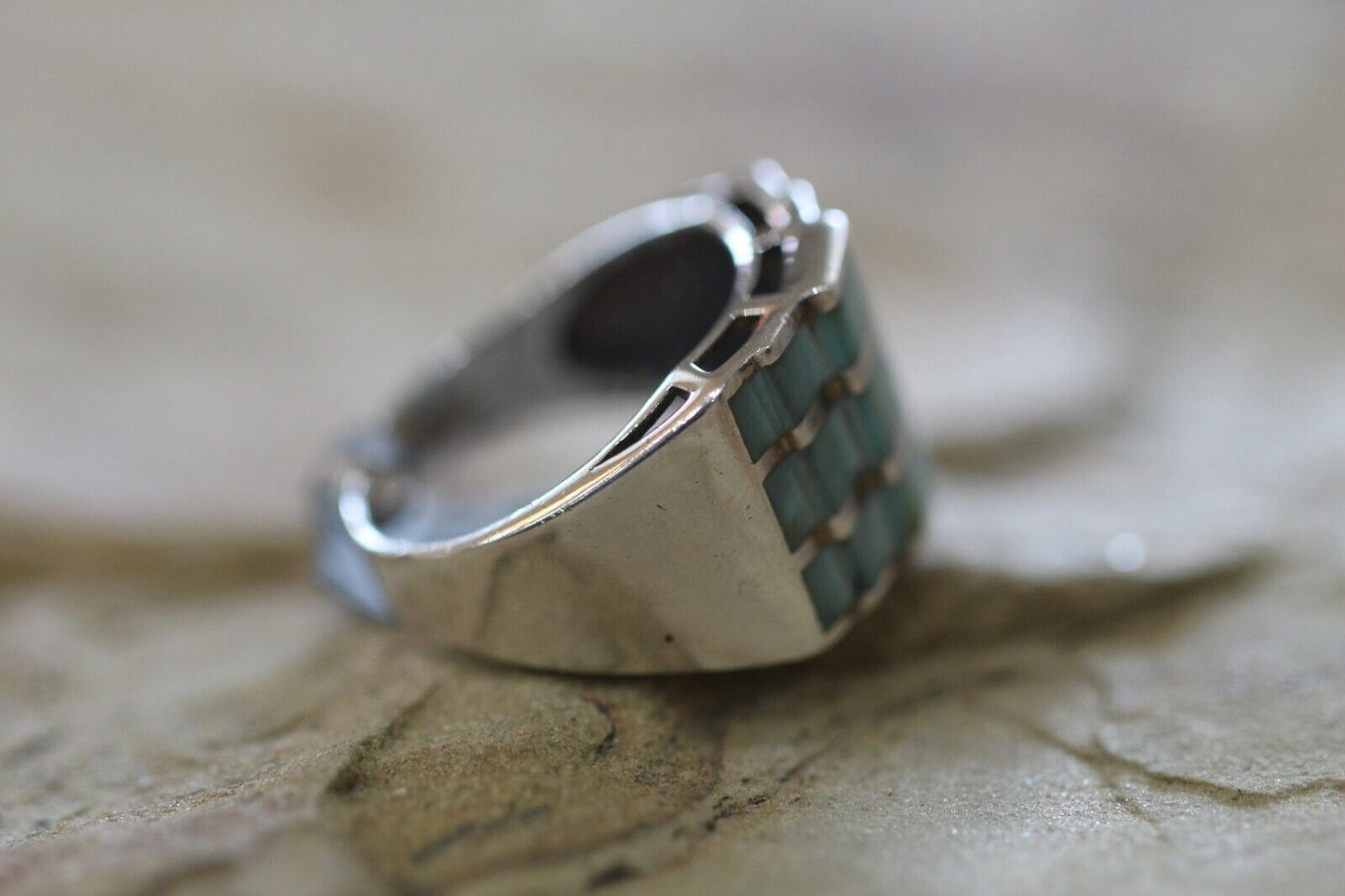 *VINTAGE* LARGE Native American Turquoise Sterling Silver Ring Sterling size 9.5