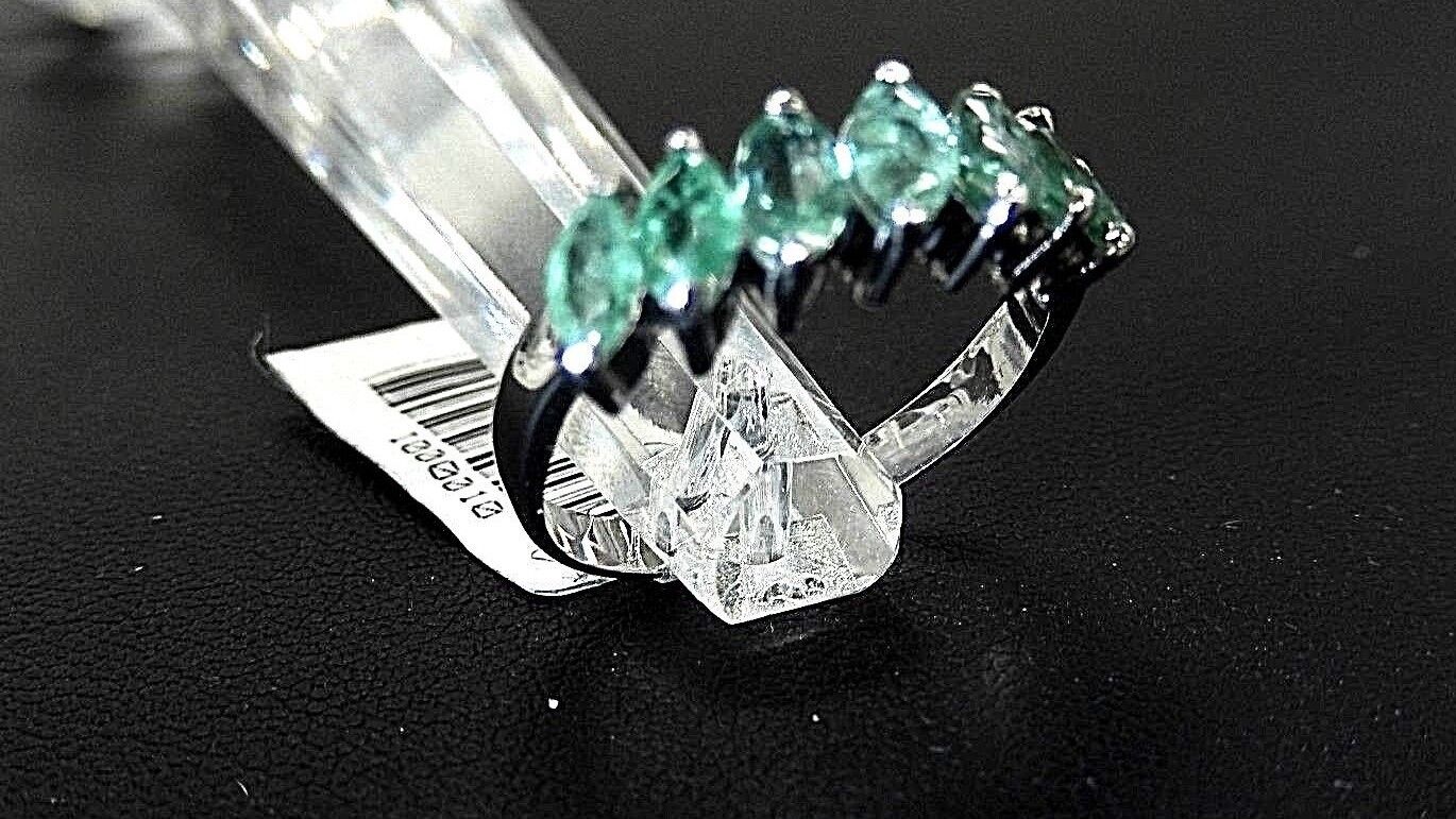 *NEW*  Natural Marquise Emerald Ring 1.00 Carats TCW 10k White Gold Size 7.5