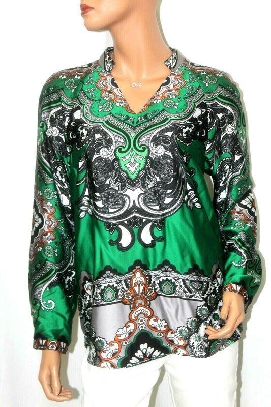 CHICO'S Size 0 Silky Polyester Long Sleeve V Neck Blouse - SUPER CUTE
