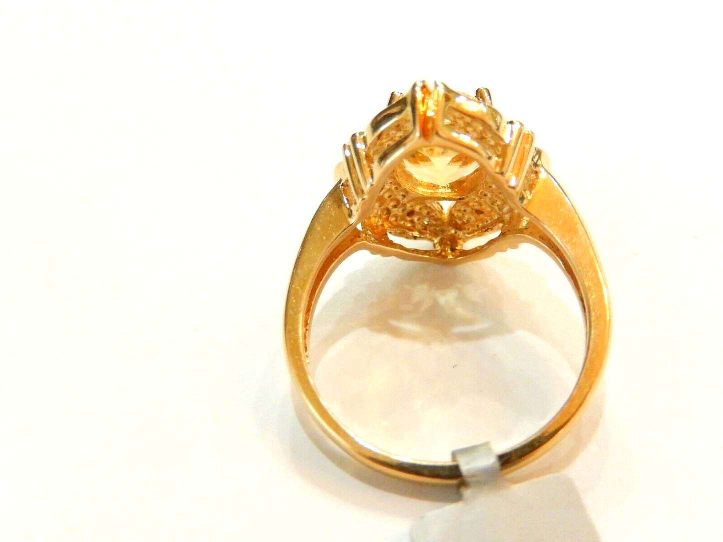 14k Yellow Gold Vermeil Sterling  10.0CT Citrine & Natural Diamond Ring Sz10.25