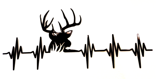 "NEW"  14ga. "Buck Silhouette Heart Beat " Metal Wall Art Decor 22" x 10"