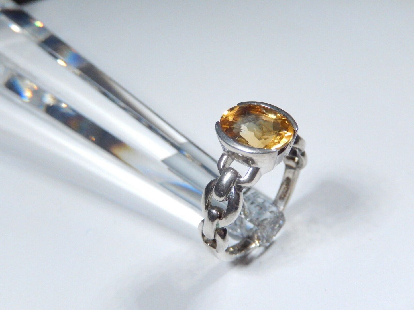 Sterling Silver Genuine 3.00 CT Oval Citrine Ladies Solitaire Ring Sz 8.5