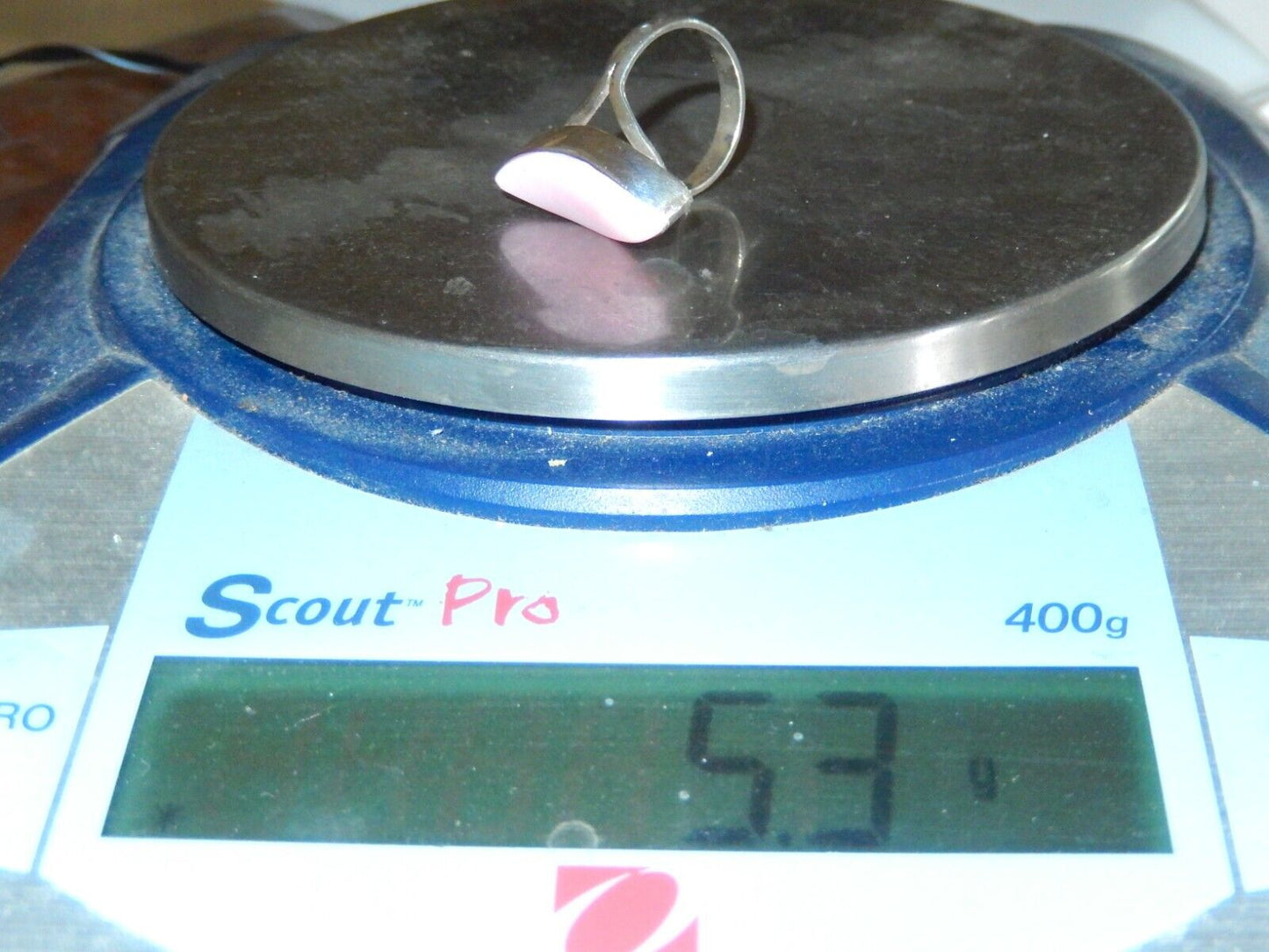 *VINTAGE*  Pink Chalcedony Gemstone Handmade 925 Sterling Silver Ring Size 6.25