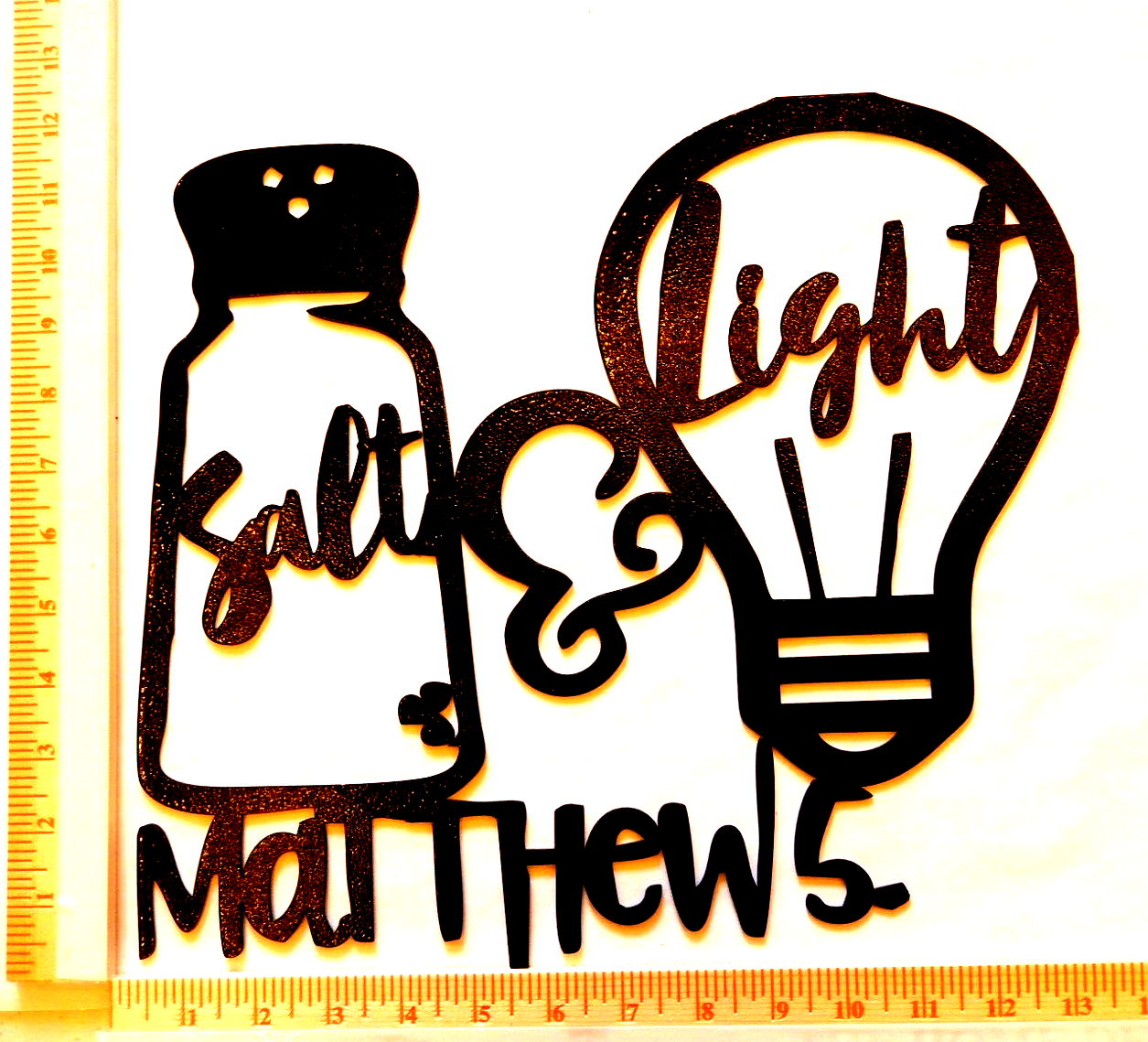 *NEW*14ga.  "Salt and Light Matthew 5"  Powder Coated Metal Wall Art 13" x 12"