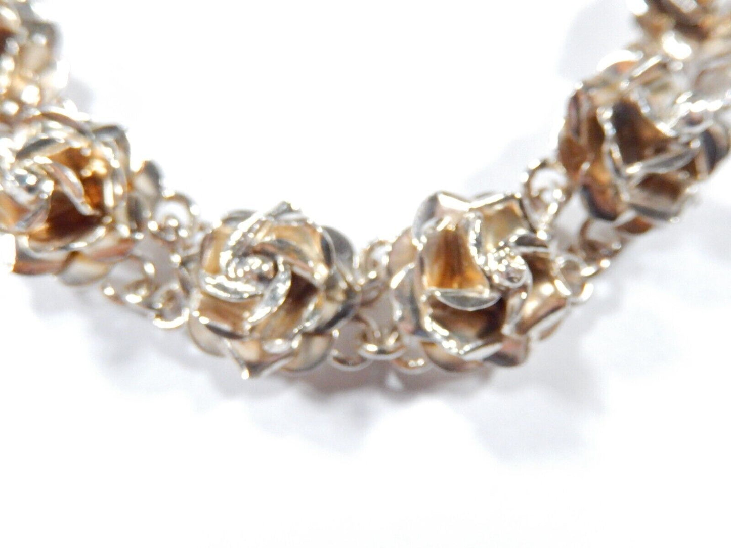 ~VINTAGE~ Taxco Sterling Silver 3D Rose Bracelet Marked TC-18 925 Mexico 7"