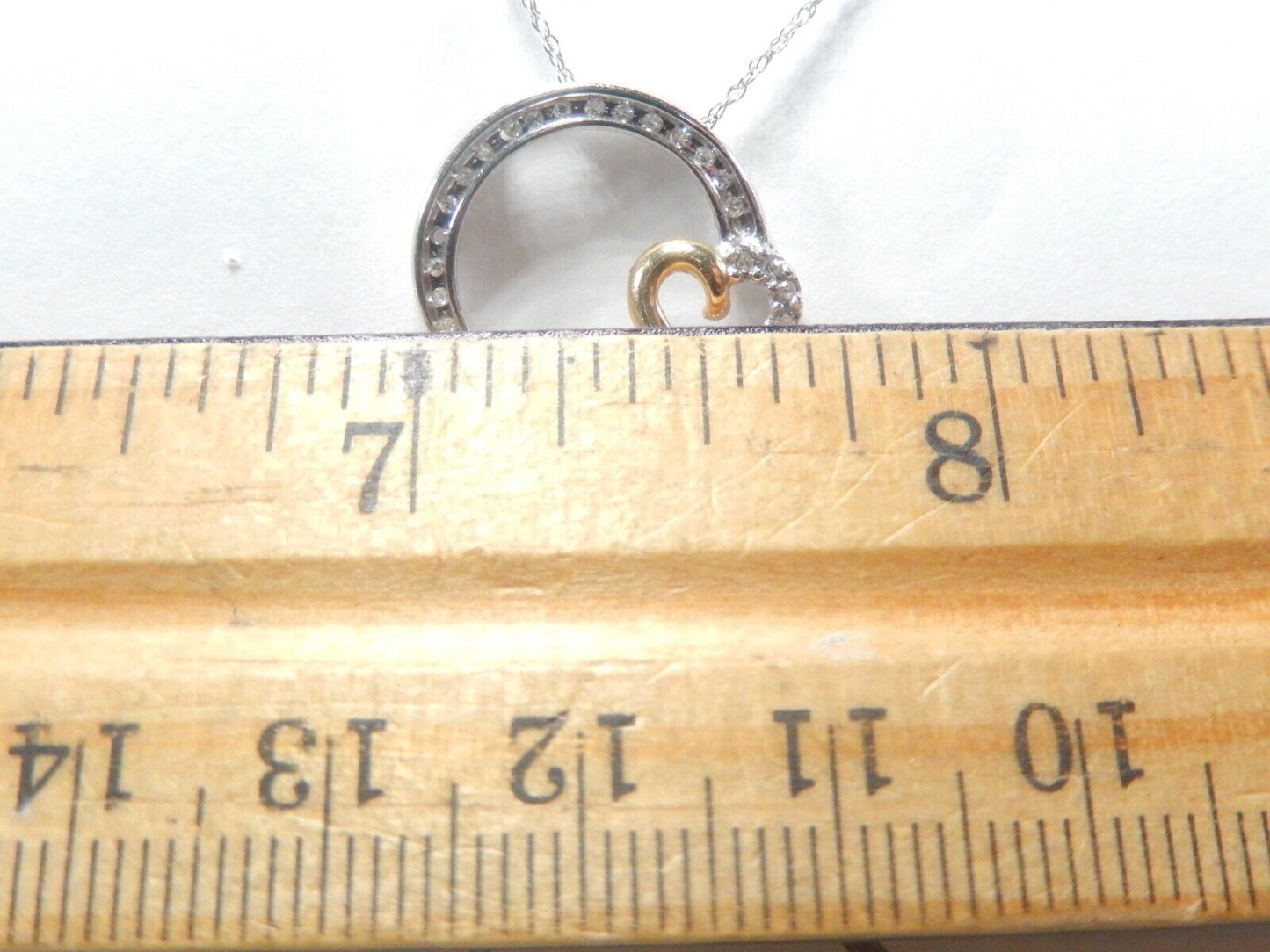 10K TWO-TONE GOLD 1/3CT ROUND DIAMOND HEART CIRCLE PENDANT 18" NECKLACE