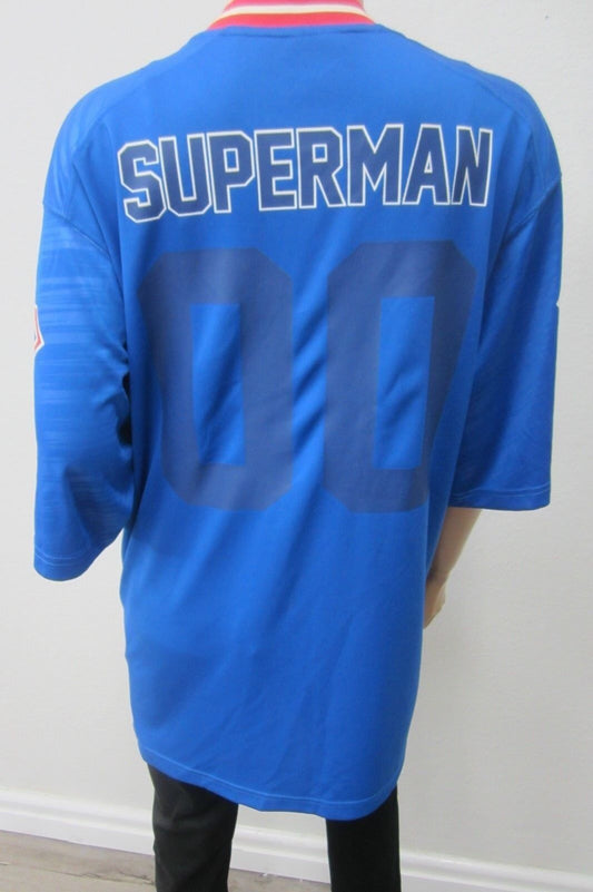 "NEW" SUPERMAN Blue Football Jersey Men's Shirt MED DC Comics #00 Superhero Poly