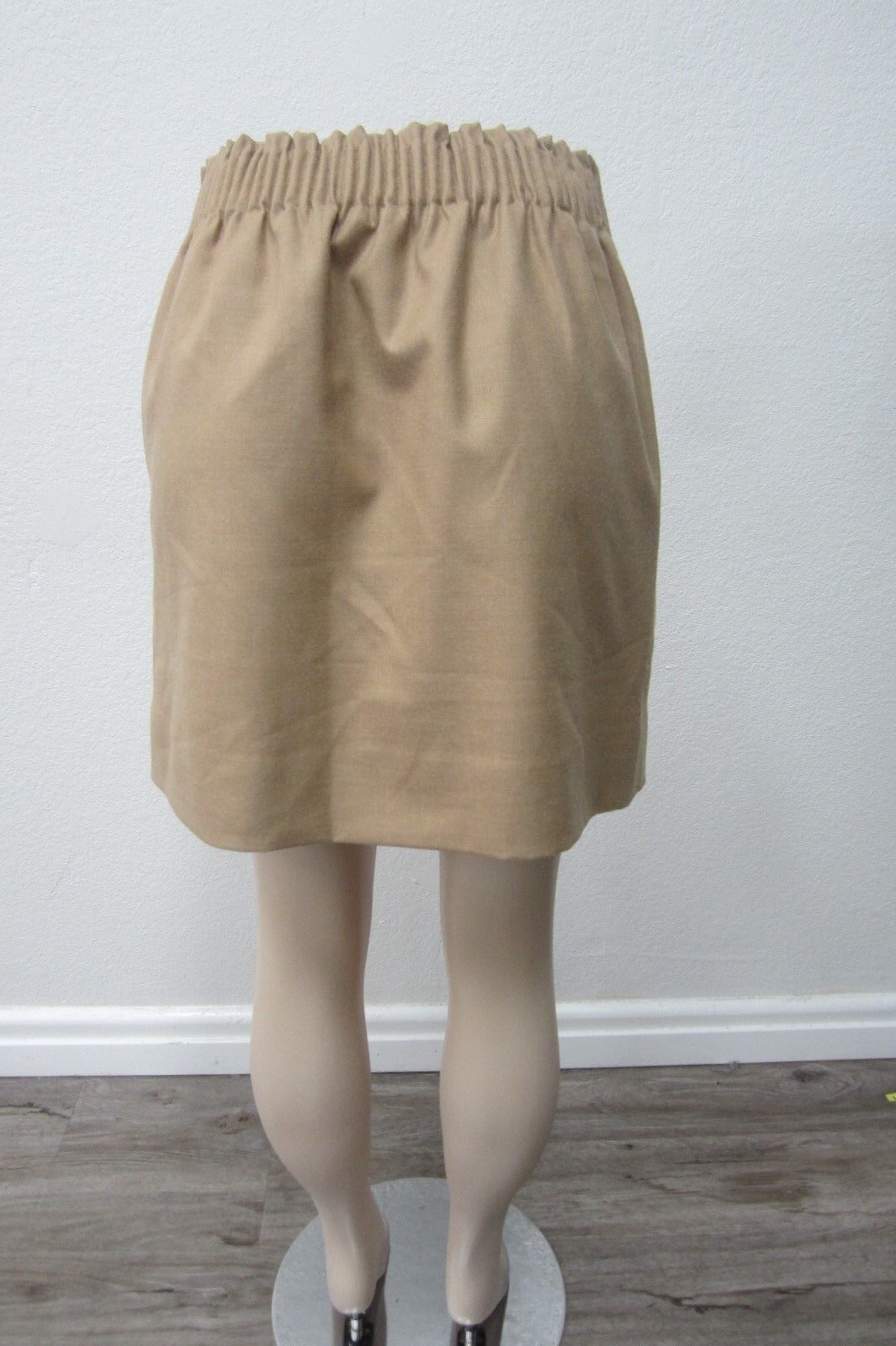 J CREW Women's Elastic Waistband Brown 2 Front Pockets Lined Skirt Size 6 x 17"