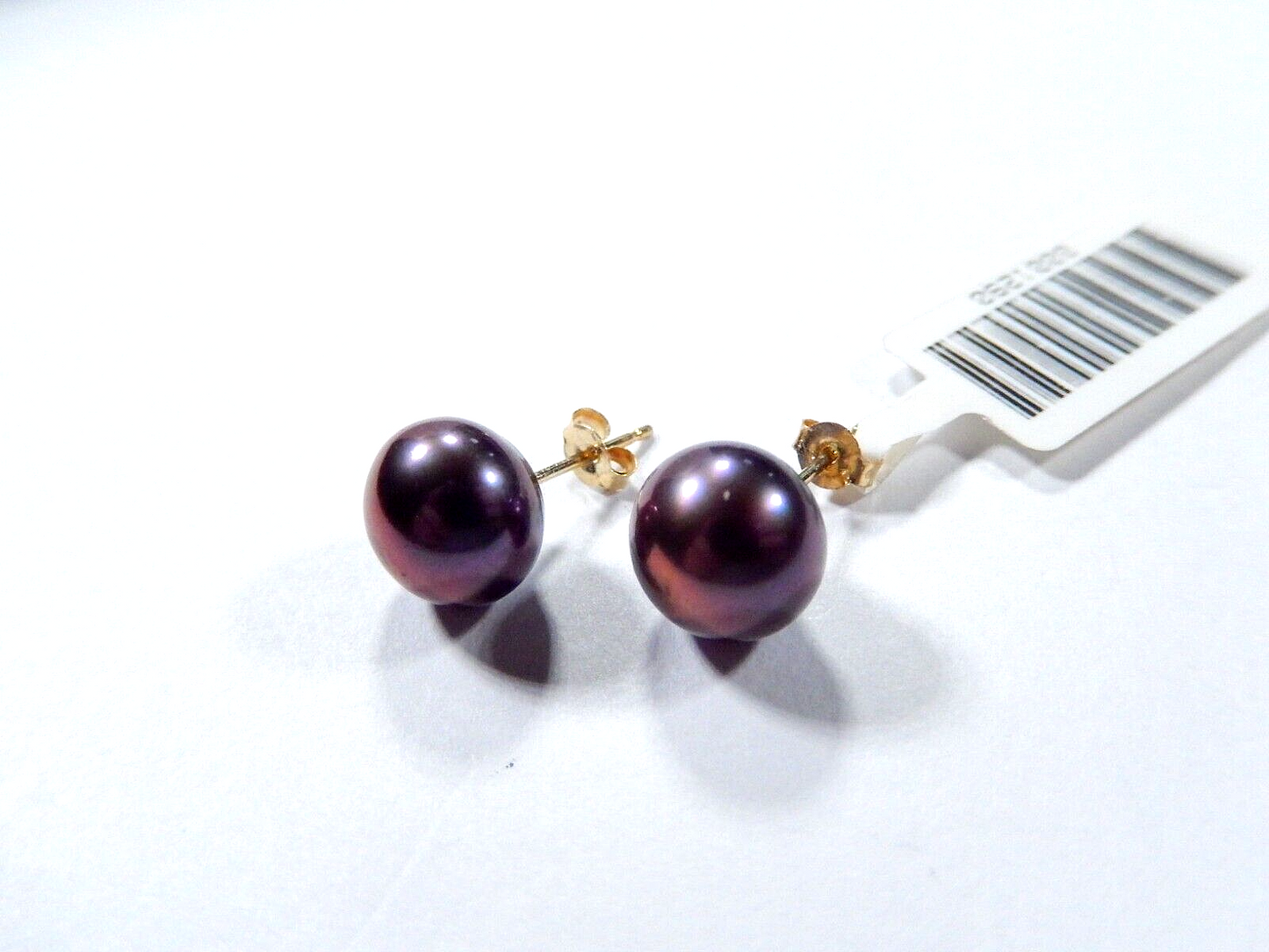8.5MM AAA TAHATIAN PEARL STUD EARRINGS SOLID 14K YELLOW GOLD