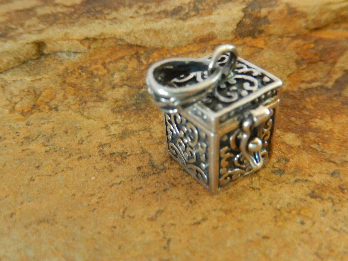 Vintage Art Nouveau Sterling Silver Repoussé Prayer Box Locket Pendant