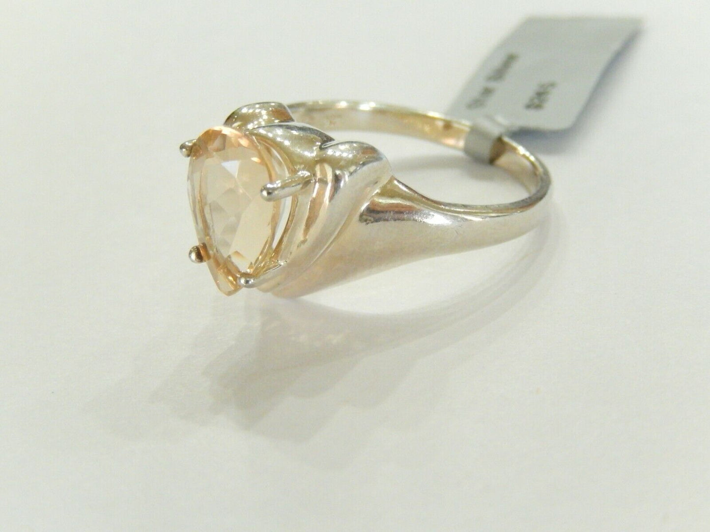 *VINTAGE*  Sterling Silver 3.00 CT Citrine Solitaire Ring  Size 10.25