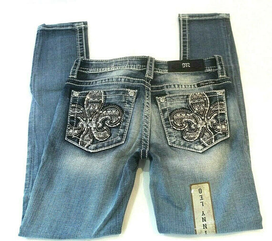 *NWT* MISS ME Hailey Stretch Skinny Denim Jeans Slim Embroidered Fleur De Lis