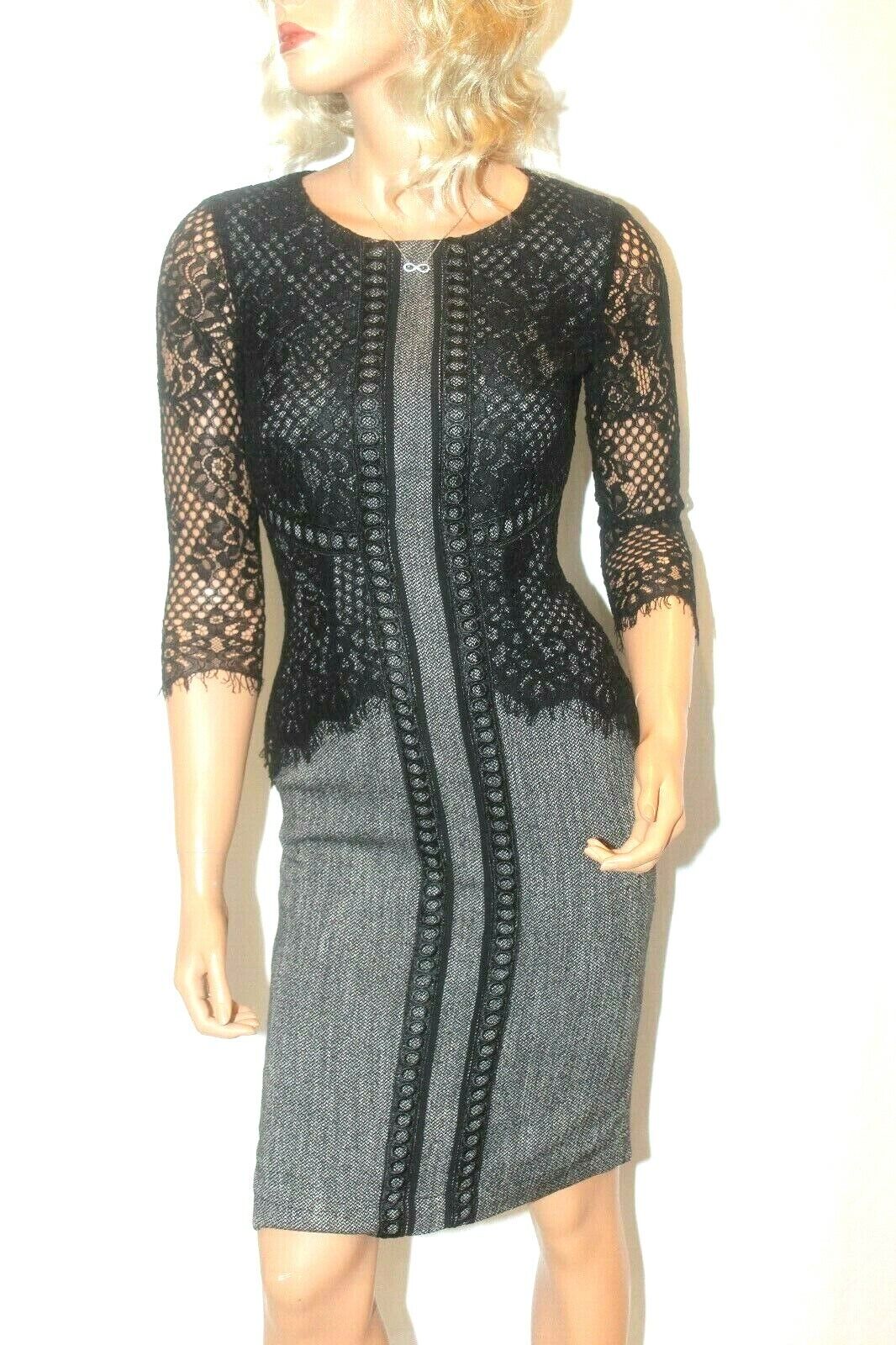 *NWT* $159 Antonio Melani  Crochet Lace 3/4 Sleeve Black  Dress  Sz 0 "CUTE"