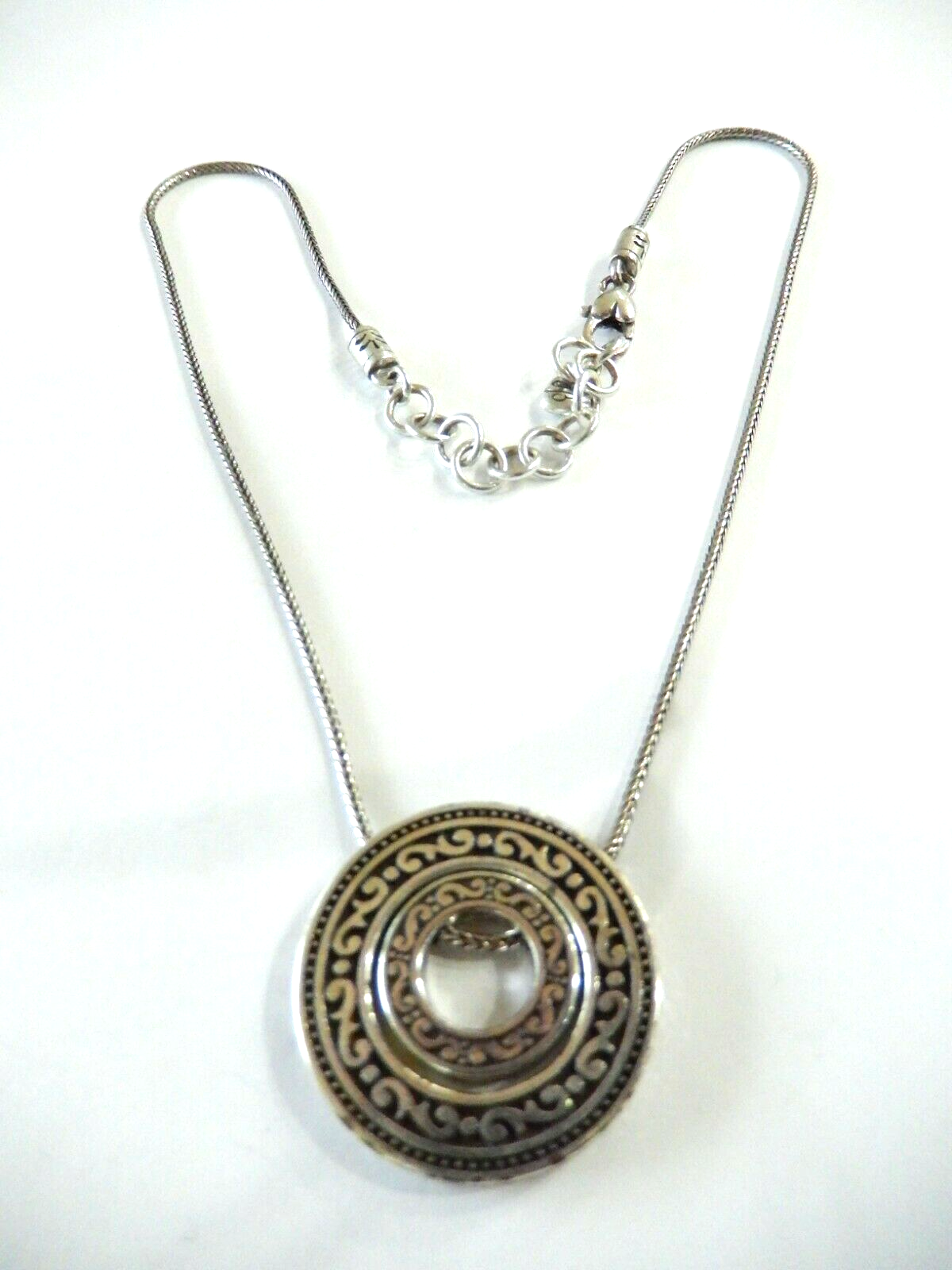 Brighton Central Park Double Disc Silver Plated Pendant Necklace 18"