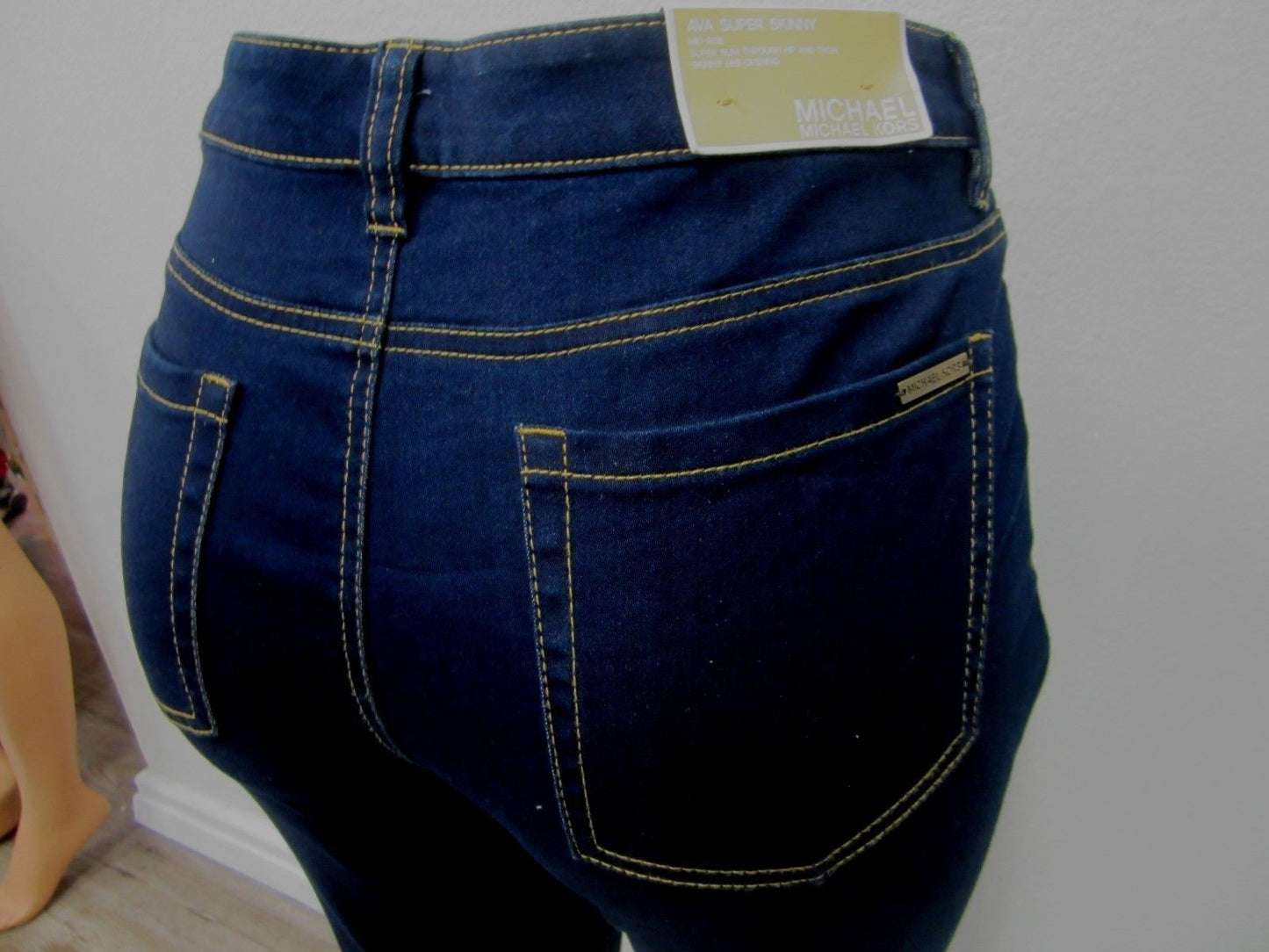 NWT Michael Kors Jeans Ava Super Skinny Dark Blue Size 12 Twighlht Wash Cotton
