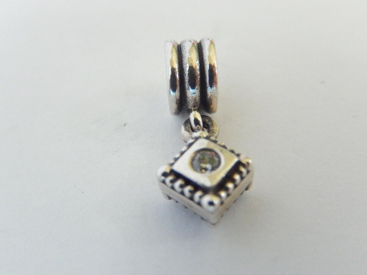 Beautiful Modern Sterling Silver 925 Pandora ALE Two Diamond  Bead Charm