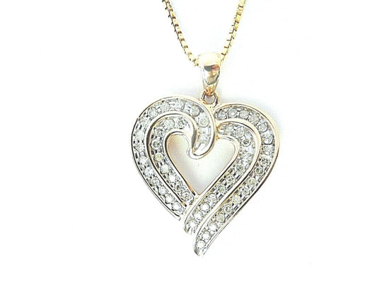 10k Yellow Gold .50CT Natural VS Diamond Heart Shaped Pendant Necklace