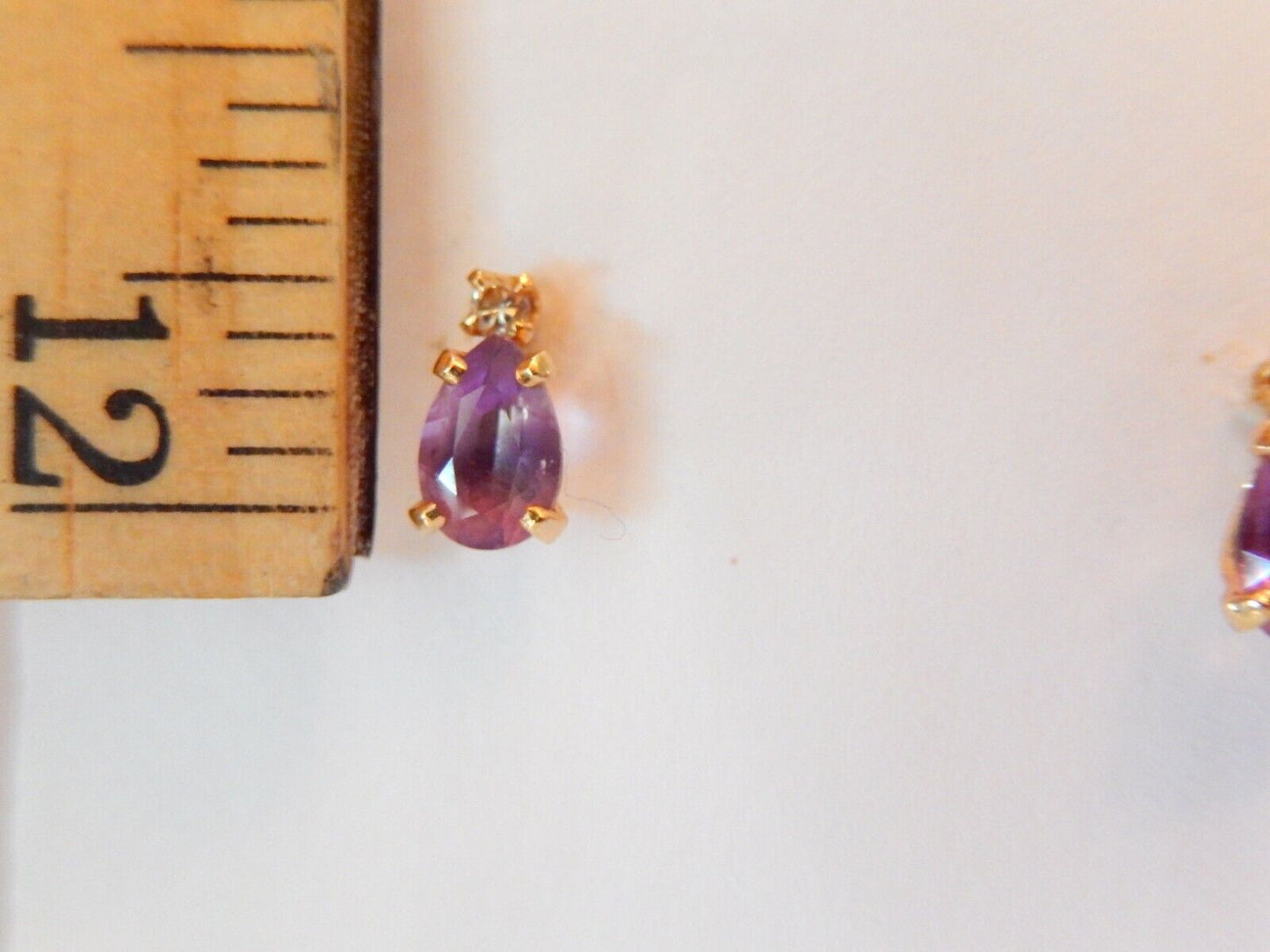 *VINTAGE*  14K Yellow Gold 2/3CT Diamond and Amethyst Earrings