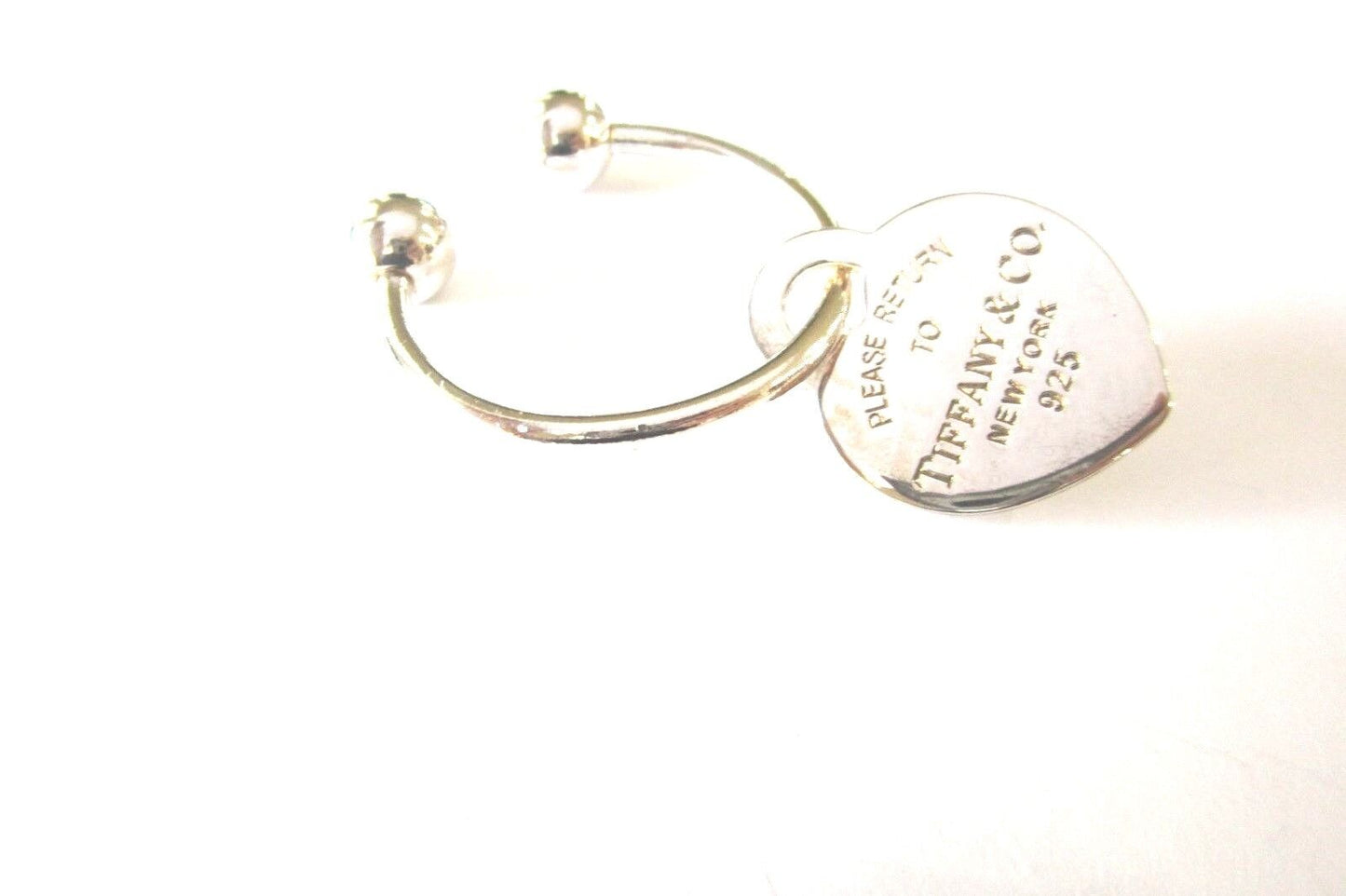 *MINT*   Tiffany & Co. Please Return To Sterling Silver Heart Key Ring