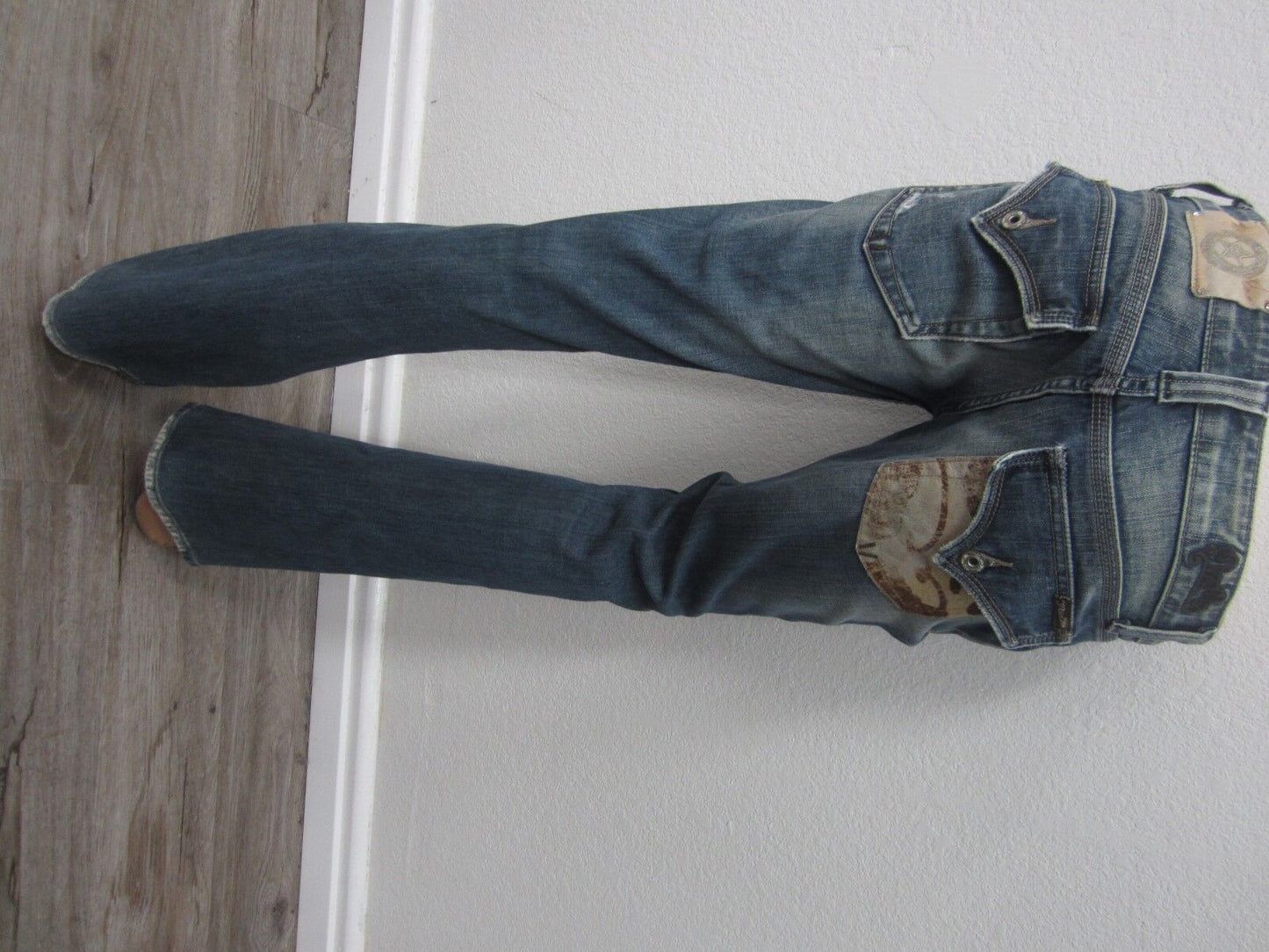 NEAR MINT MISS ME~COWHIDE FLAP POCKET BOOT JEANS JP4530~28 X 33~EUC