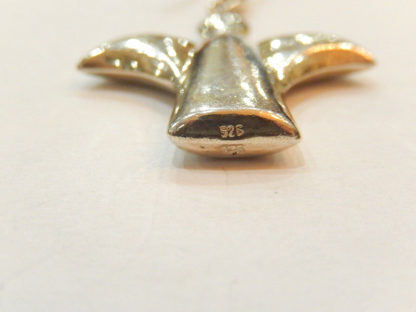 *VINTAGE*  STERLING SILVER DANGLE PUFFED  ANGEL  EARRINGS 1 1/8" x 1"