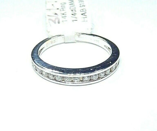 *NWT*  14K White Gold .25ct Natural VS Diamond Wedding Band Ring Size 5.25