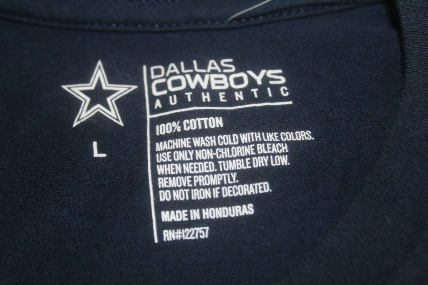 *NWT* DALLAS COWBOYS NAVY T-Shirt With White Graphics Cotton Adult Logo Sz Large