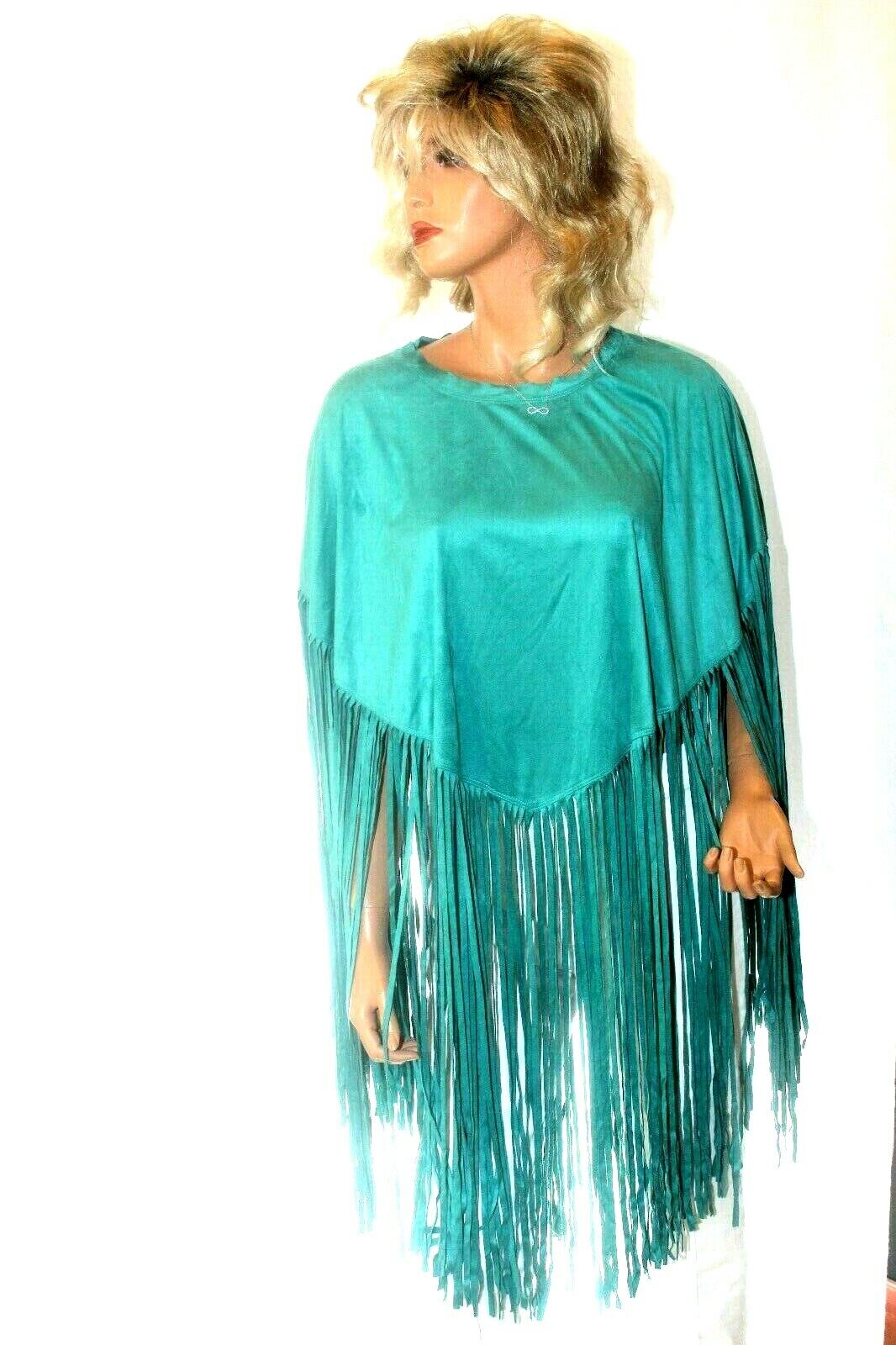 *NWT* COWGIRL JUSTICE Western Cowgirl  Faux Suede  Poncho Long Fringe Pullover S