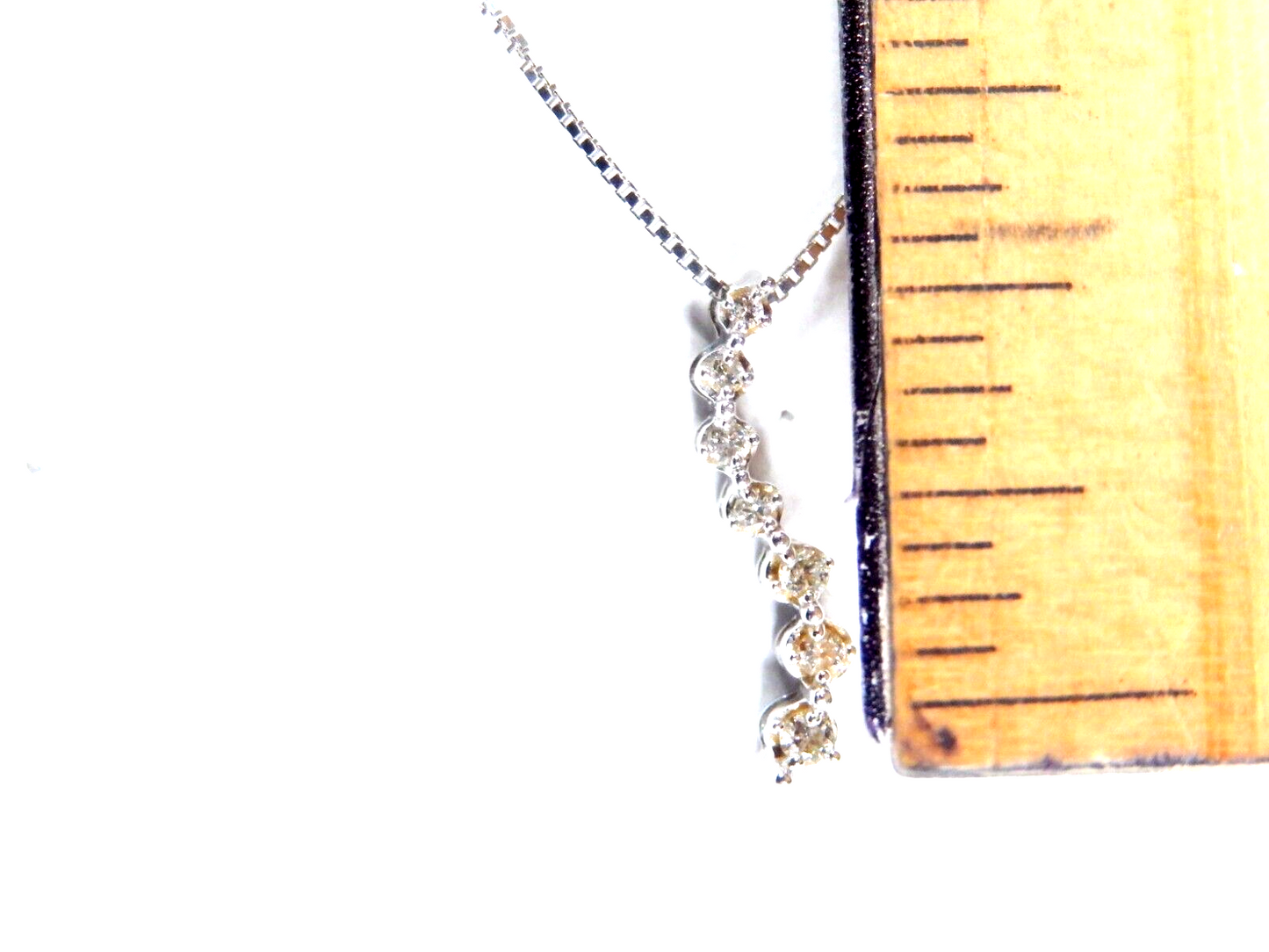 10K White Gold 1/5 Carat TW Natural Diamond Journey Pendant w/18"chain