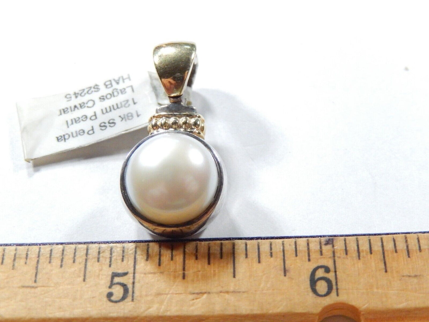 Lagos Caviar Sterling Silver 18k Gold 12mm Pearl Enhancer Open Clip Bail Pendant