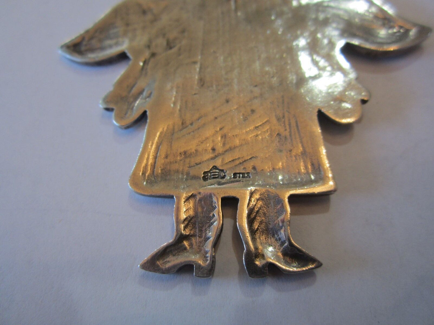 Jeep Collins Silver Large Statement Pendant Women Guardian Angel Cowgirl Jewelry