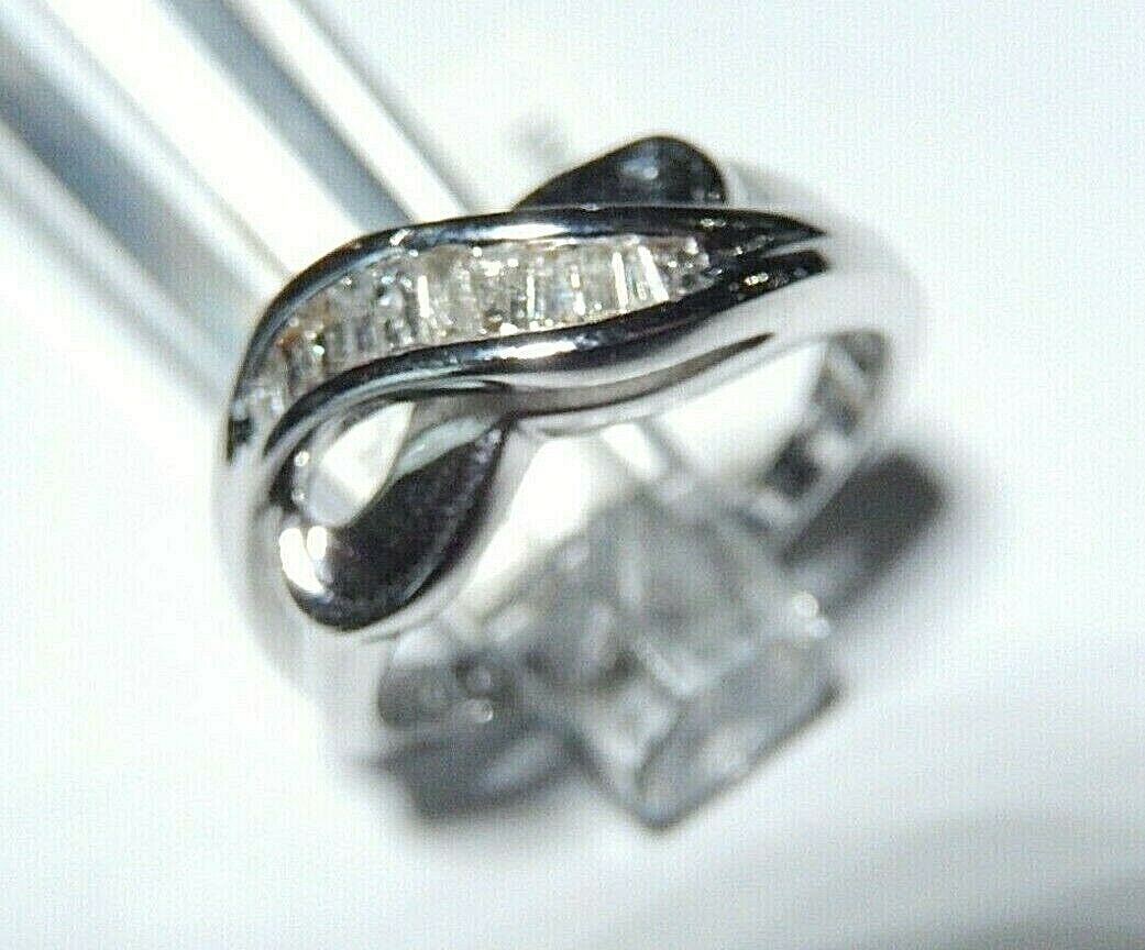 *NWT* 14K White Gold 1/3CT Baguette Natural Diamond Infinity Ring Size 6.5