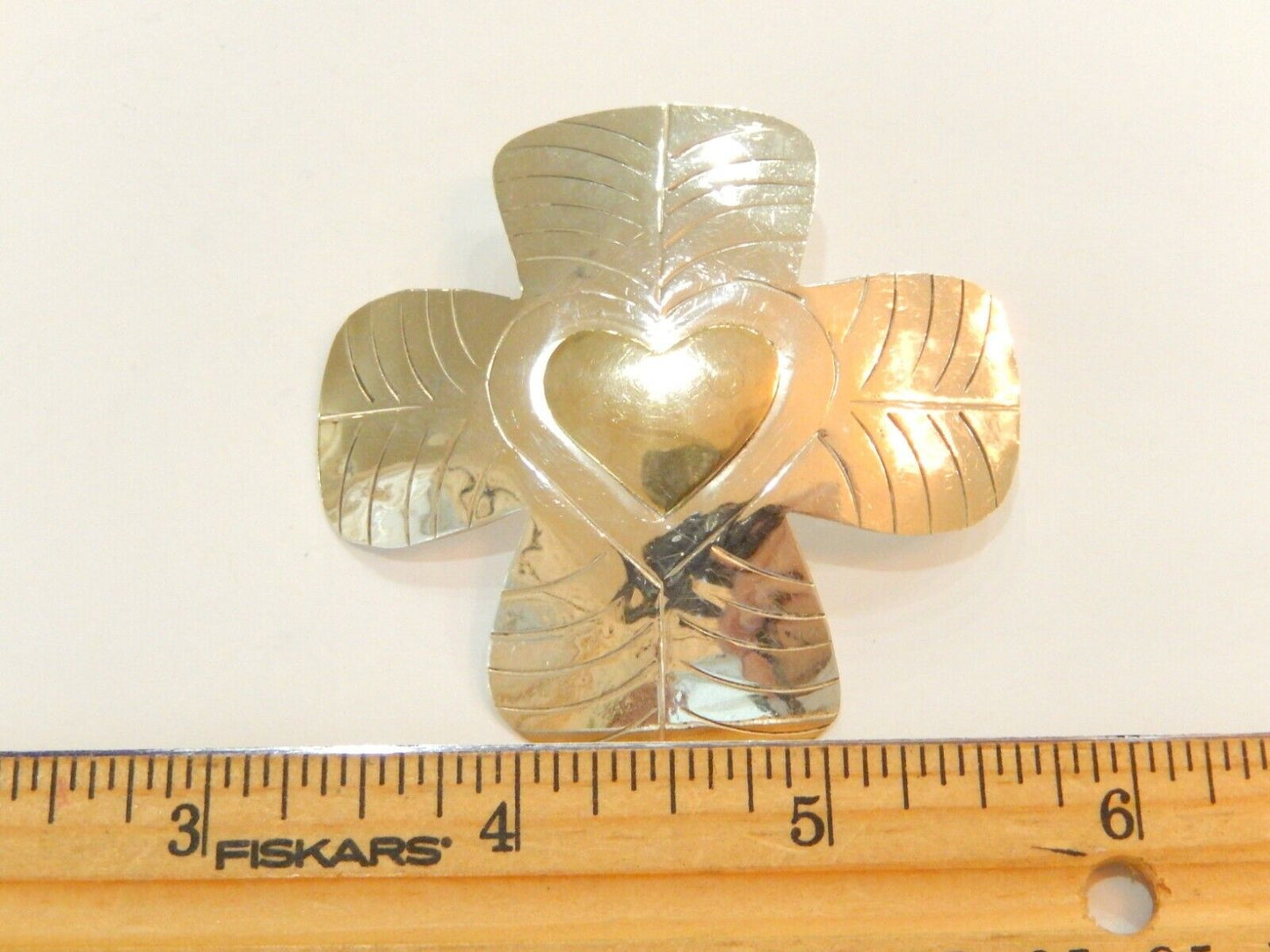 *VINTAGE* HUGE 2.25" Sterling Silver LATON Handmade 4 Clover Earrings Mexico