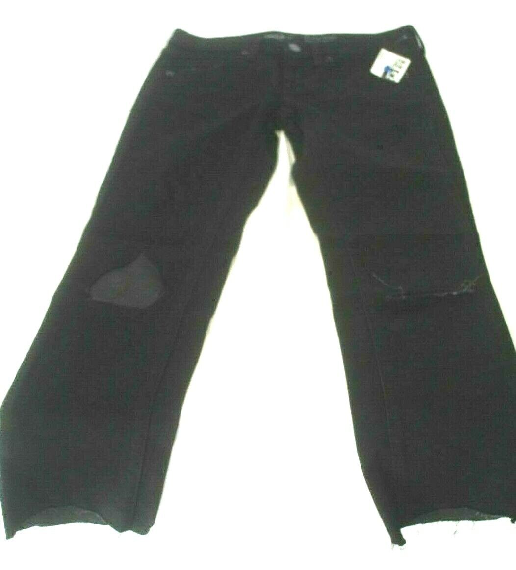 *NWT* Moschino  Womens  Ankle Straight Leg Jeans Black Distressed Size 00/24S