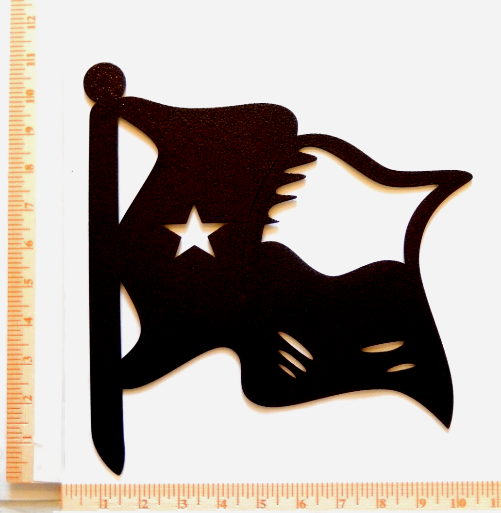 ~NEW~ 14ga. "TEXAS STATE WAVING FLAG" Black Metal Wall Art - 11" x 9.5"